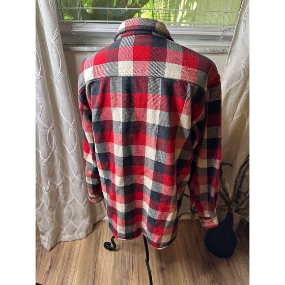Redhead Mens Red & Black Buffalo Plaid Flannel Shirt L 100% Cotton Button-Up - Picture 11 of 16